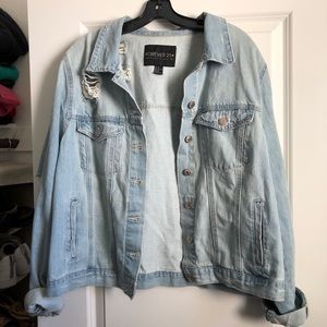 Forever 21+ Distressed Jean Jacket